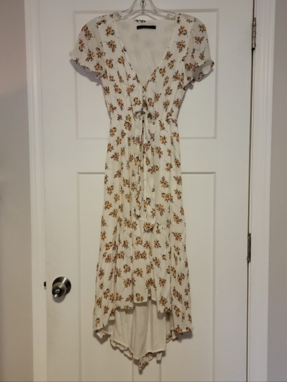 White Floral Tie-Top Maxi Dress